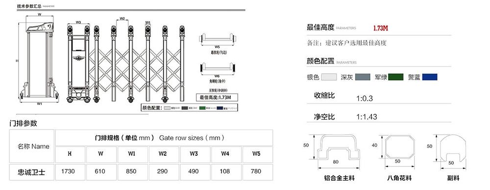 忠誠衛士系列定制電動(dòng)伸縮門(mén)參數